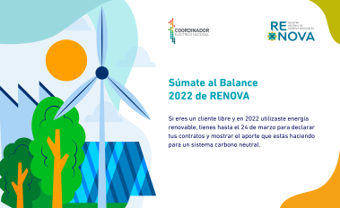 Plataforma RENOVA invita a los clientes libres a acreditar sus contratos de energía renovable para el 2022